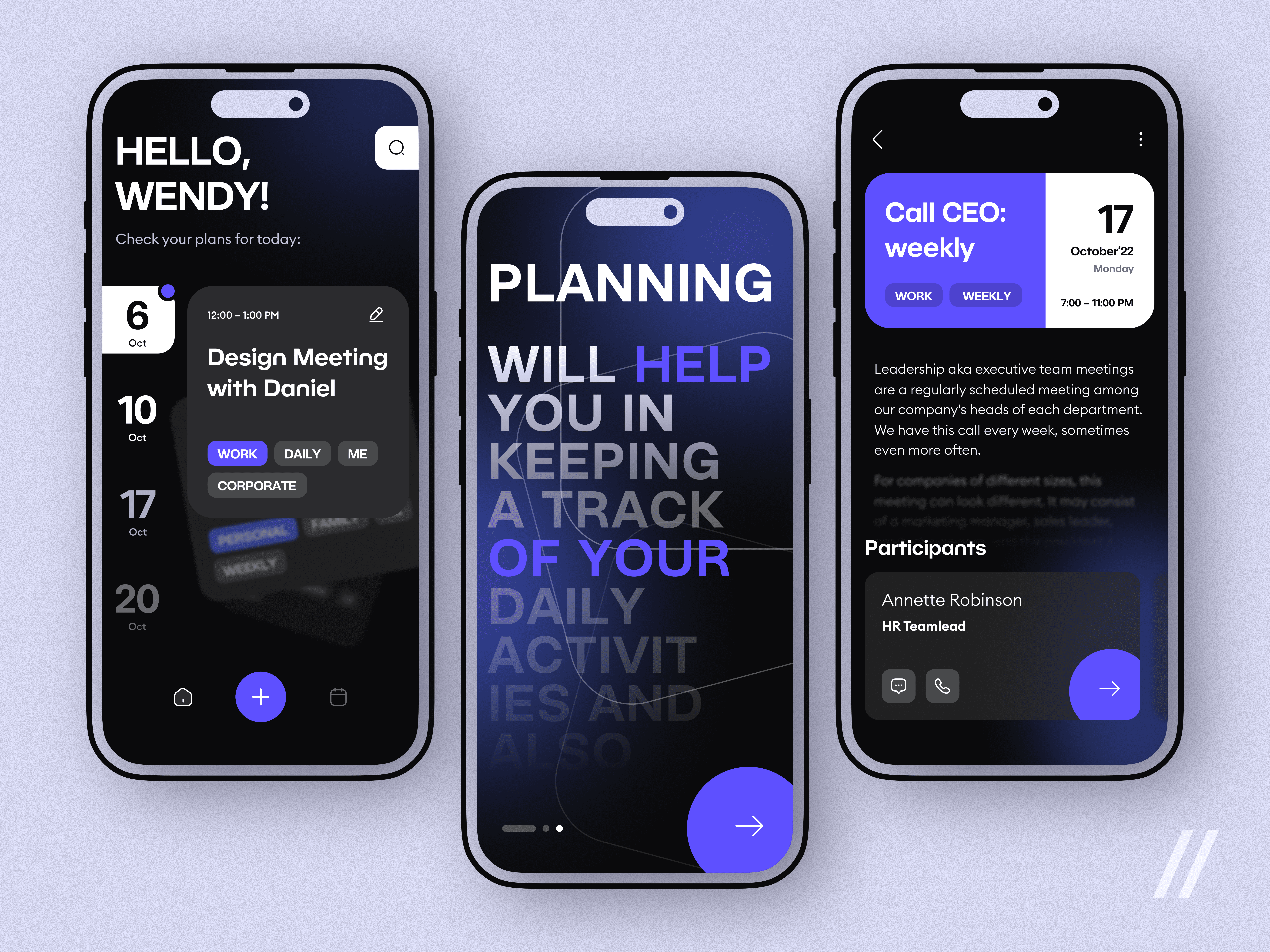 Mobile plan. Calendar app prototyping Design.